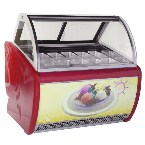 16 Pan Curved Ice Cream Display Freezer