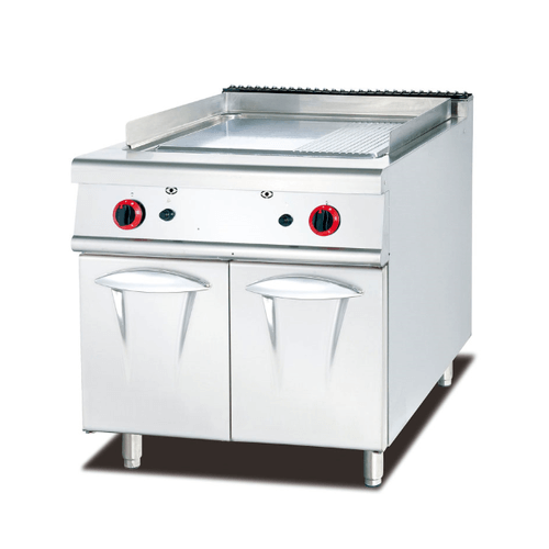 900 Series Standing 1/3 Grooved Gas Griddle with Side Drain and Cabinet