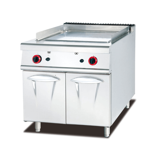 900 Series Standing All Flat Gas Griddle with Side Drain and Cabinet