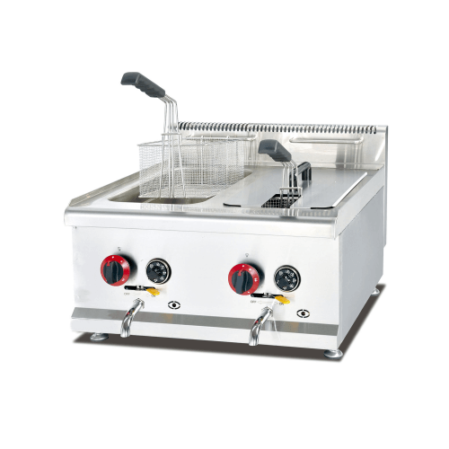 Counter Top Gas 2-Tanks 2-Baskets 14L Fryer with Temperature Controller