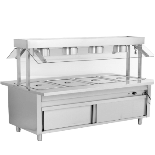 American Style 4 Pan Bain Marie with Top Lamp Warmer
