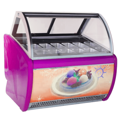 20 Pan Curved Ice Cream Display Freezer