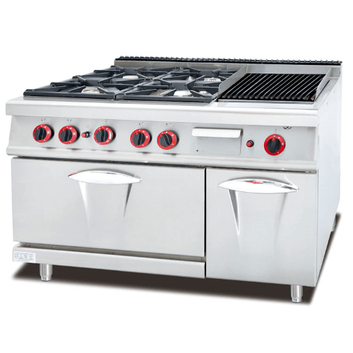 700 Series Free Standing 4 Burner Gas Range with Lava Rock Grill and Gas Oven 73 cm Deep