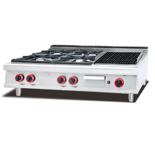 700 Series Counter top 4 Burners Gas Range with Lava Rock Grill 73 cm Deep