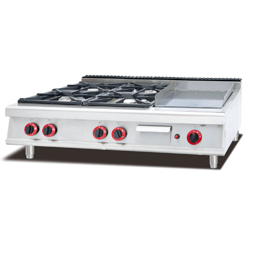 700 Series Counter Top 4 Burners Gas Range with Flat Griddle73 cm deep