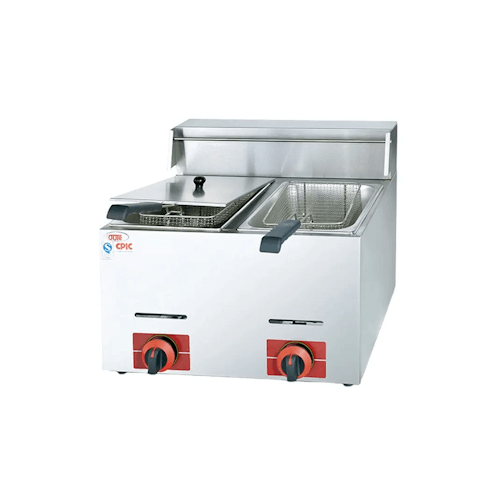 580 Series Countertop 2 Tank 2 Baskets Gas Deep Fryer 52 cm Deep