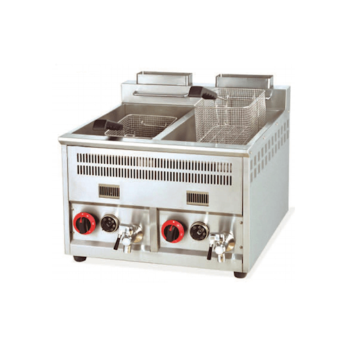 610 Series Countertop 2 Tank 2 Baskets Gas Deep Fryer 66 cm Deep