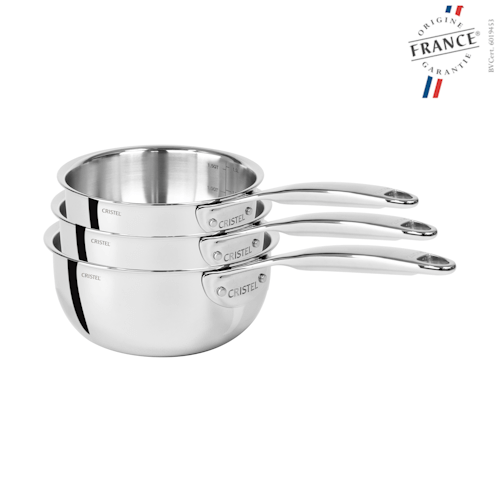 CRISTEL Castel’pro Set of 3 stainless steel saucepans Fixed Handle 16-18-20
